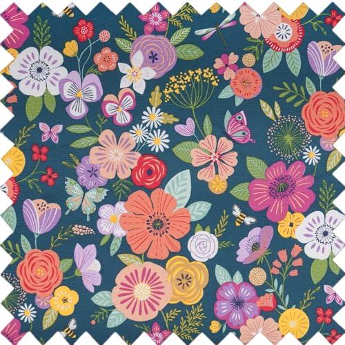 Hobby Gift Medium Sewing Box Organiser, Fabric Covered Storage Box with Handle, Internal Tray, Pin Cushion and Pocket for Sewing, Quilting and Knitting Supplies - color: Floral Garden
