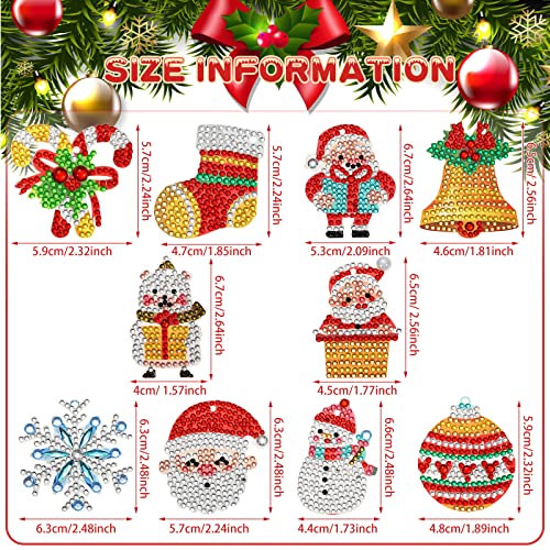 Jetec 20 Pcs Christmas Diamond Art Painting Ornaments Kits 5D DIY Craft