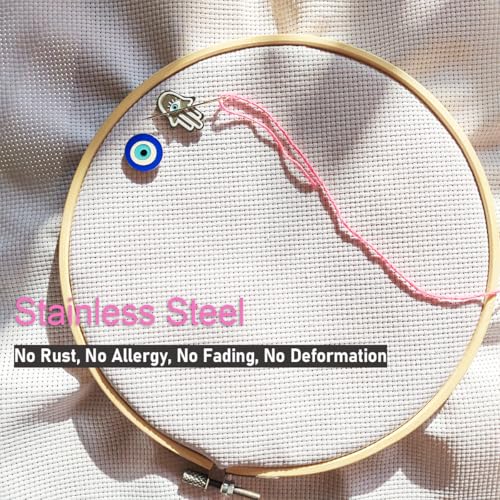 ESWEUOOM Evil Eye Needle Minder Magnetic, Protection Needle Nanny Keeper for Cross Stitch Embroidery Sewing Needle and Pin Holders Needlework Accessories Set Blue Silver Stainless Steel