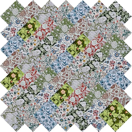 12"x12"50pcs Cotton Fabric Squares for Sewing Quilting Supplies-Morris A - color: Morris a, size: 50 PCS 12"x12"