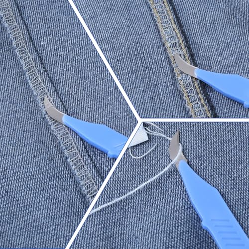 10PCS Seam Rippers for Sewing, 5.8" Stitch Remover Tool with Protective Case and Anti-Slip Handle, Blue Sewing Stitch Remover Knife, Razor Stitchs Thread Cutter for Sewings Embroidery Picking Threads