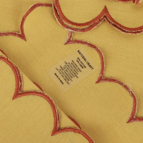 NATURALCRAFT Scalloped Cloth Napkins 18x18 in - Gold Edges Rust - color: Sl-gold Napkin - Rust Edges, size: 18" x 18" (Set of 4)
