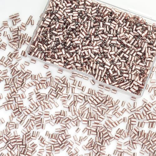1400Pcs Glass Bugle Beads 2.2×4mm Large Hole 1.3mm Tube Beads for Embroidery, Spacer Beads for DIY Jewelry Making (Light Purple) - color: Light Purple