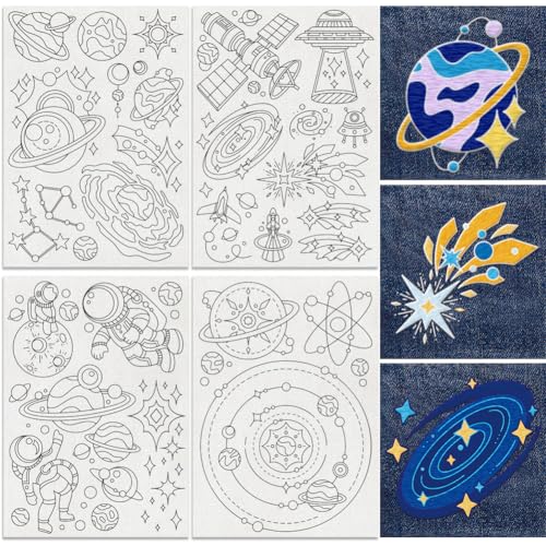 32Pcs Planet Galaxy Water Soluble Sewing Stabilizers - style: Planet Galaxy