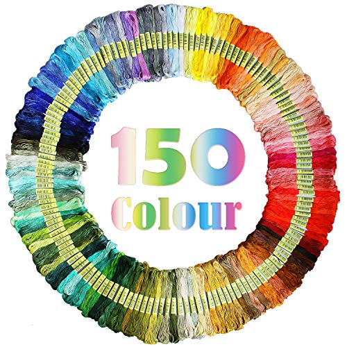 ATDAWN Rainbow Color Embroidery Thread,Cross Stitch Threads, Bracelets Floss, Crafts Floss, 150 Skeins