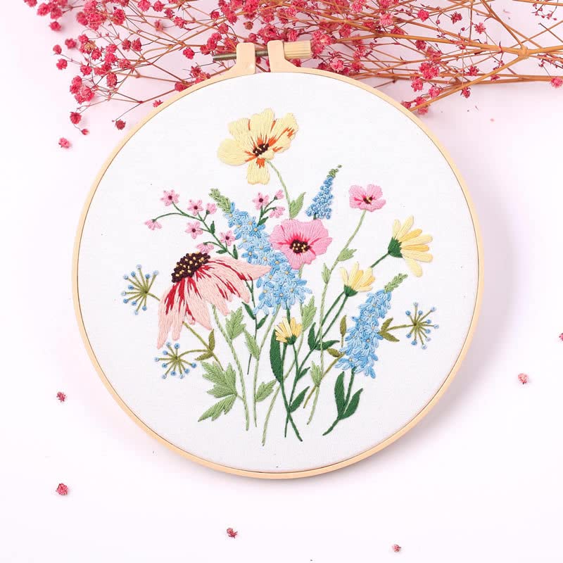 artcici Embroidery Kits Plants Pink Flower Patterns for Beginners Adults, Full Range Embroidery Starter Kits Cross Stitch Needlework Supplies (Pink) - color: Pink