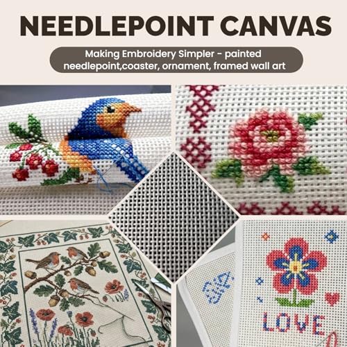 Needlepoint Blank Canvas 13 Mesh 19"x17" White, Rolled Crease-Free