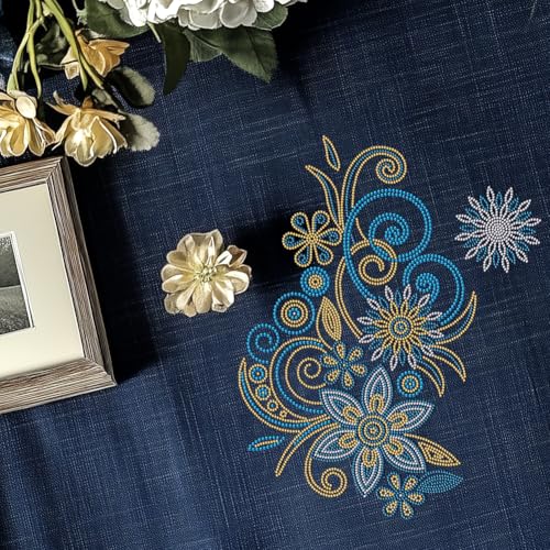 1 Pc Blue Rolled Floral Rhinestone Iron on Hotfix Transfer Decal, Bling DIY Patch Clothing Repair Applique T-Shirt Vest Shoes Hat Jacket Decor Clothing DIY Accessories - style: Blue Rolled Floral