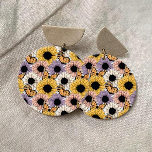 Polymer Clay Transfer Paper, 10 Pcs Sunflowers Pattern Shape Water Soluble Transfer Sheet for Polymer Clay Earrings Jewelry Making Disposable Stickers DIY Crafts 5.82X3.93 inch - color: Sunflowers
