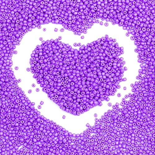 10150pcs 2mm Glass Seed Beads Bulk, 12/0 Mini Small Round Bead for Jewelry Making Tiny Craft Glass Seed Beads for Jewelry Making Bracelet Wrist Necklaces(Light Purple) - color: Light Purple