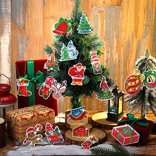 Hungdao 64 Pcs Diamond Art Christmas Ornaments DIY Diamond Painting Kits - style: Classic Red