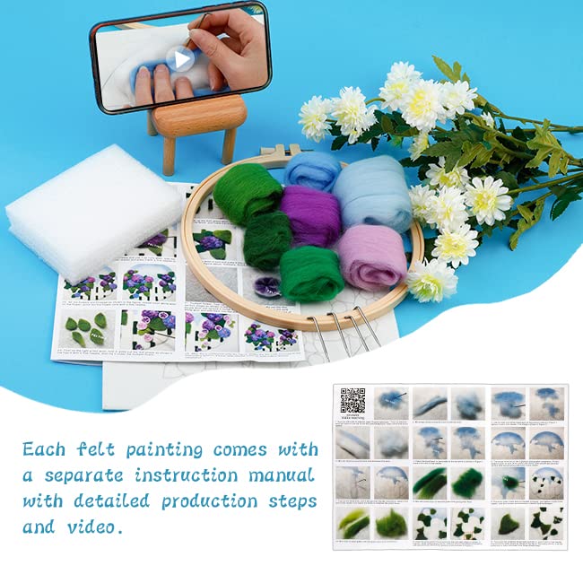 kgxulr Needle Felting Kit, Felting Kit for Beginners, Wool Painting Kit - color: Purple Hydrangea