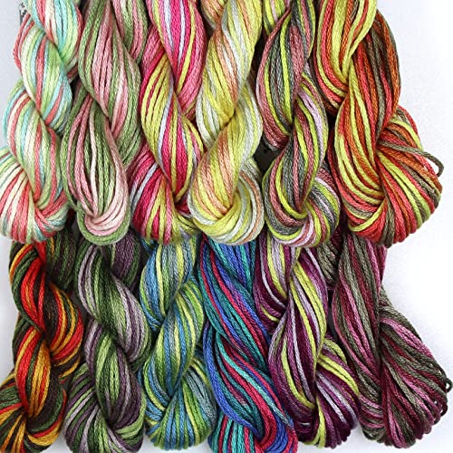 KCS Big skeins of 25 Meters Size 25 Color Variegated Cross Stitch Stranded Threads,12 skeins,01 - color: 12skeins01, size: 12 skeins