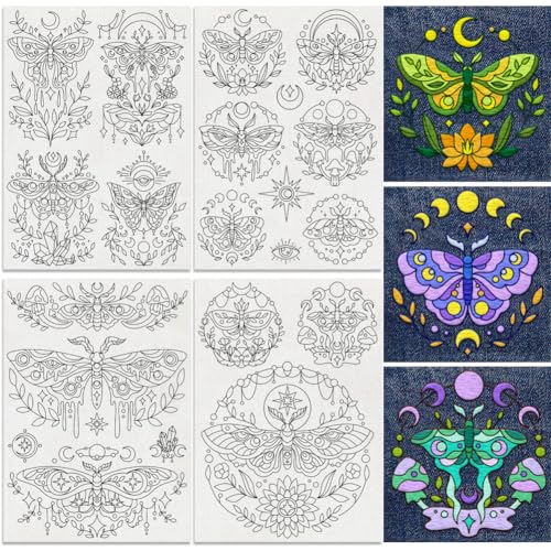 15Pcs Moon Star Moth Water Soluble Hand Sewing Stabilizers - style: Moth