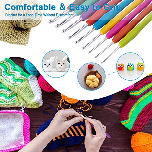Vodiye 9 Sizes Crochet Hooks 2.0–6.0mm, Ergonomic Crochet Hook Set, Crochet Needles for Beginners, DIY Projects and Craft Lovers (Pack of 2) - size: 9 Size(2.0-6.0mm) (Pack of 2)