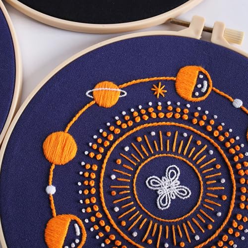GLTAYLMY 3 Set Tarot Embroidery Starter kit with Patterns and Instructions, DIY Adult Beginner Cross Stitch Kits, Including 1 Plastic Embroidery Rings,Colored Threads and Needles - color: Tarot