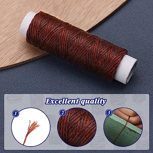 Ftyiwu Waxed Thread Upholstery Needle and Thread 32 Yards Leather Sewing - color: Red Coffee, size: 32Yard