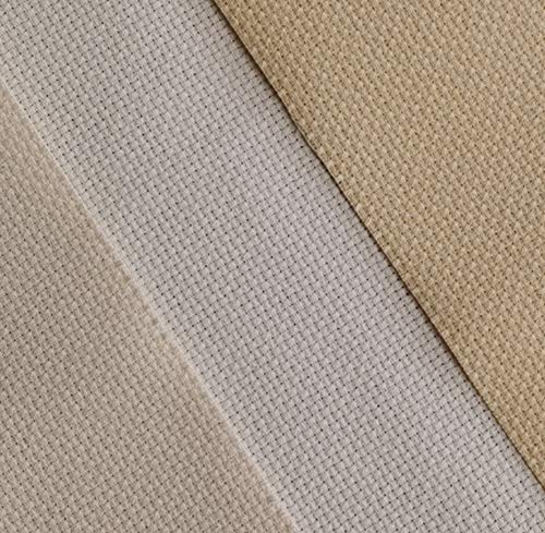 12" x 18" by 3 Pack 14CT Counted Cotton Aida Cloth Cross Stitch Fabric (Natural Antique White+Ecru+Light Straw) - color: Natural Antique White+ecru+light Straw