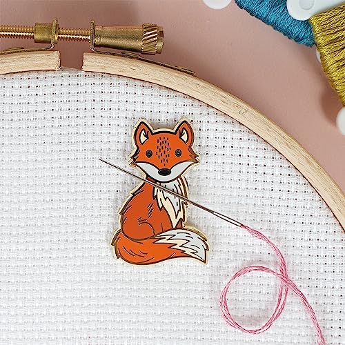 Fox Magnetic Needle Minder from Caterpillar Cross Stitch - for Cross Stitch, Sewing, Embroidery and Needlework Accessories, Enamel