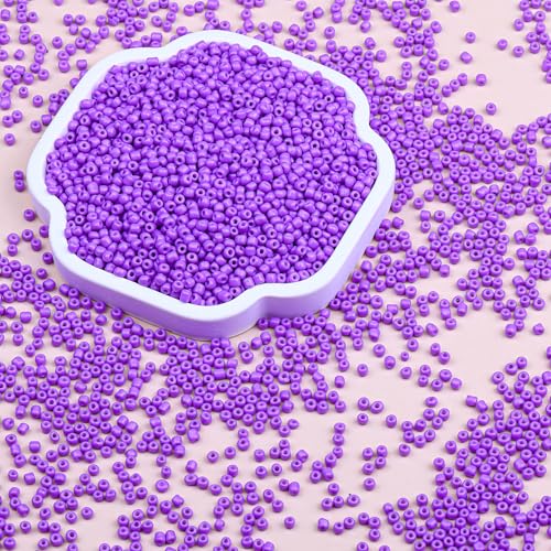 10150pcs 2mm Glass Seed Beads Bulk, 12/0 Mini Small Round Bead for Jewelry Making Tiny Craft Glass Seed Beads for Jewelry Making Bracelet Wrist Necklaces(Light Purple) - color: Light Purple