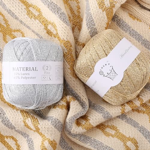 80g Sparkle Silver Lurex Thread Shining Yarn, Metallic Crochet Thread Yarn for Crocheting, Sparkle Metallic for Knitting Clothes, Car Charm, Keychain Charm(Neon) - color: 03