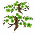 1pair Quince Sakura Flower Embroidery Iron On Applique Patches (Light Green) - color: Light Green
