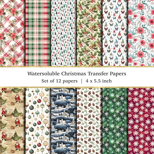 Winter Christmas Clay Transfer Paper - 12 Pcs Polymer Clay Transfer Sheets for Holiday Jewelry Making & DIY Clay Crafts - color: TPUS-2072