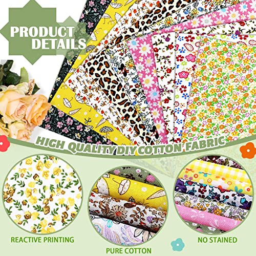 Irenare 100 Pcs 8 x 8 Inches Cotton Fabric Squares Bundle Quilting Fabric - style: Floral
