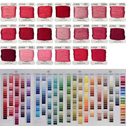 Premium Rainbow Color Embroidery Floss bobbins - Cross Stitch Threads - Friendship Bracelets Floss - Crafts Floss - 20 Bobbins Per Pack Embroidery Floss, Medium Rose Gradient - color: 3326-601