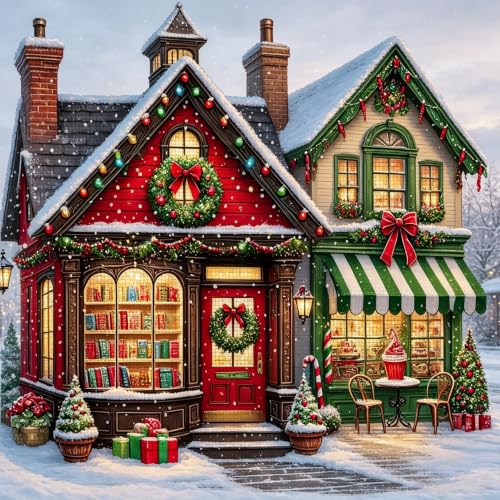 Christmas House Stamped Cross Stitch Embroidery Starter Kit for Adults - color: J194-01