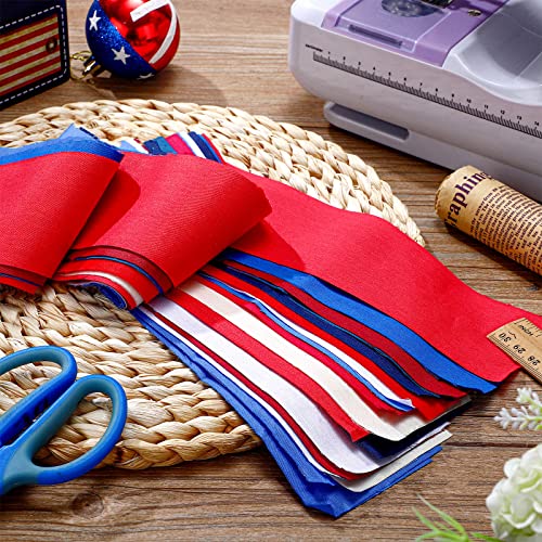Hosuly 40 Pcs Solid Red White Blue Cotton Jelly Fabric Quilting Strips Roll - color: Patriotic