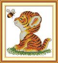 Stitchmelody 14CT Counted Cross Stitch Kits,DMC Unprinted Pattern Embroidery Set Needlework-Tiger and Bee 7''×7.5'' - color: 14CT Counted/Unprinted Kit,Tiger and bee 7''×7.5''