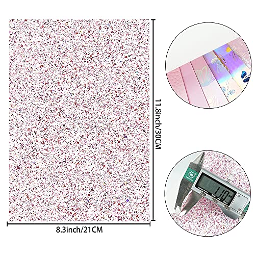 Litchi 7 Pack 8x12 Inch Faux Leather Sheets for Bow Earring, Easy to Cut Vinyl Fabric for Cricut, Durable Fade Resistant Leatherette Without Smell, Pink Series - color: Pink Mix