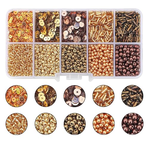 Gold Glass Seed Beads for Jewelry and Embroidery - color: Gold