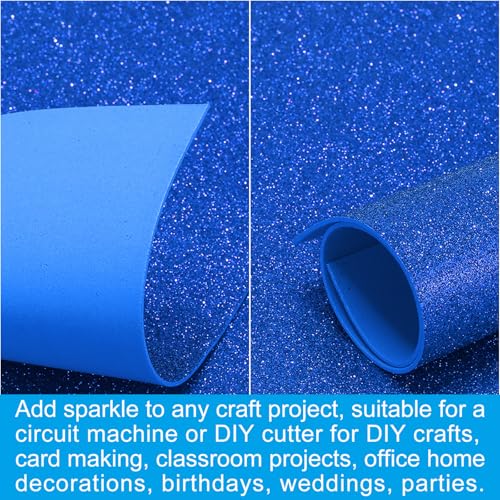 PATIKIL 2mm(1/10") Thick Non Adhesive Glitter Foam Sheet 16x24inch(40x60cm) Dark Blue, EVA Shiny Foam Board for Craft, 6 Pcs - color: Dark Blue