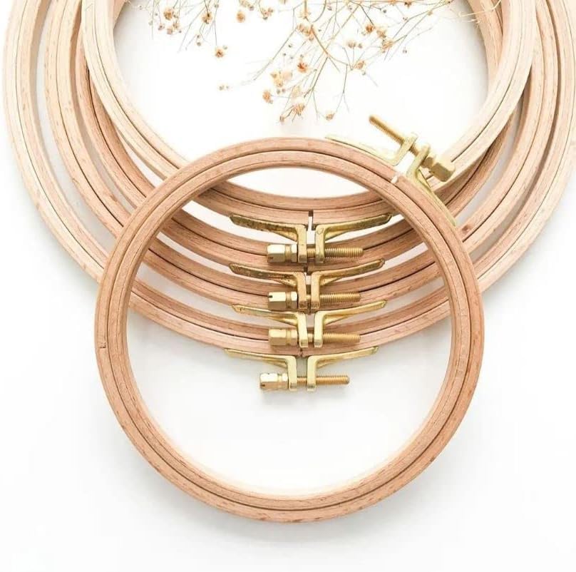 Nurge 3 Pcs 9 Inch Premium Beech Wood Gold Clasp Embroidery Hoop 8mm/0.3" Thickness (250mm = 9.84'' ~Approx 9") (3 Pcs * 9") - style: 3 Pcs * 9"