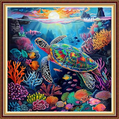 Fanxvivy Stamped Counted Cross Stitch Kits for Adults Printed Cross-Stitch Patterns 11CT Stamped or Counted Cross Stitching Embroidery Kit Needlepoint Kits-Underwater World 18x18 inch - color: Artkits33
