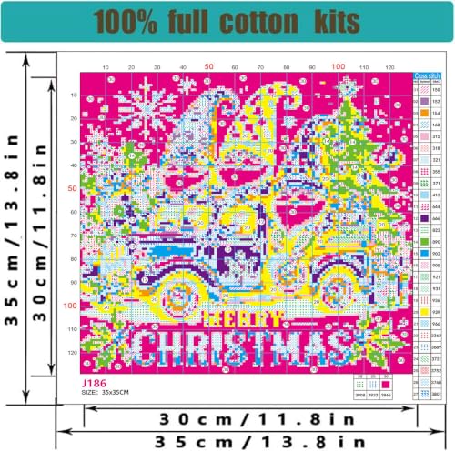Christmas Gnomes Stamped Cross Stitch Kits for Beginners Adults 11CT - color: J186
