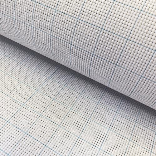 SewCrane 11CT Easy Count Aida Cotton Embroidery Fabric with Washable Grid Lines (59" W x 20" L) - size: 59"W x 20"L