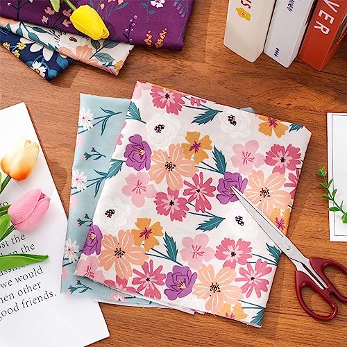 Whaline 12 Pcs Retro Floral Cotton Fabric Bundles 18 x 22 Inch Wildflower Fat Quarters Vintage Flower Quilting Patchwork Sewing Fabrics for Home School DIY Handmade Craft Party Decor - size: 18 x 22 inch
