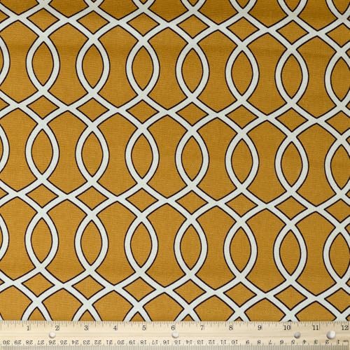 Stitch & Sparkle 100% Cotton Duck Cloth Print 45" Wide, DIY Project, Craft & Quilt Fabric for Sewing, Upholstery Home Décor, Cut by the Yard, Gold Color Ogee - color: Gold Color Ogee, size: Cut by the yard