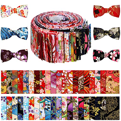 Tegeme 40 Pcs Japanese Jelly Fabric Strips for Quilting 2.55" Patchwork - color: Japanese style