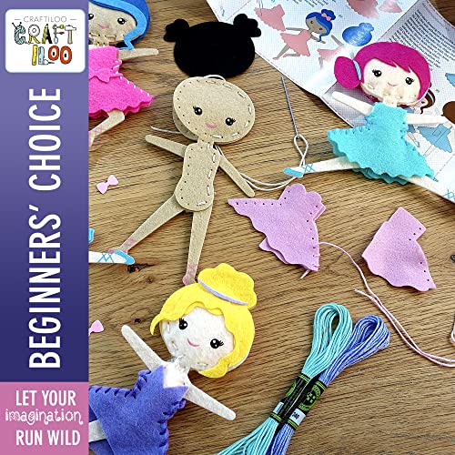 Ballerina Sewing Kit for Kids Ages 5-12 - 5 Felt Dancer Dolls, Beginner - color: Ballerina Kit