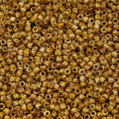 10g TOHO Seed Beads 8/0, Small Japan rocailles, #41+T Beige Picasso Hybrid - color: 41+T - 8/0