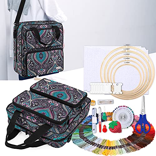 LoDrid Embroidery Starter Kit, Cross Stitch Kits Tools with Case, Totem