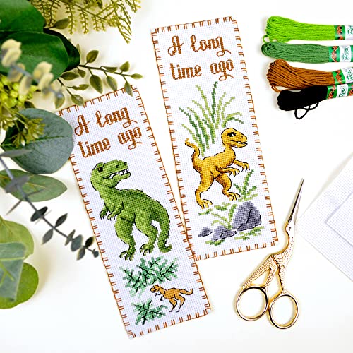 Povitrulya Dinosaur Counted Cross Stitch Kit Tyrannosaurus - T-Rex Hand Embroidery Bookmark Set - color: T-Rex