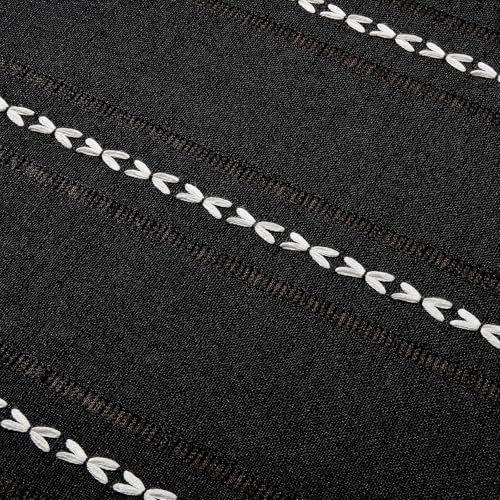 ZeeMart Hemstitched Striped Boho Table Cloth, 60x84 Inch Black - color: Black, size: 84" x 60" (Rectangular)