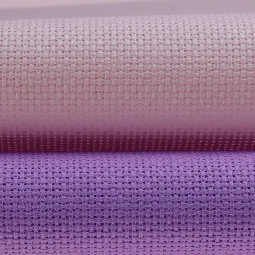 KCS 2 pc of 15" x 18"(38cmx45cm) Counted Cross Stitch Cotton Aida Cloth Needlework Fabric Box (Lavender+Pink, 18CT) - color: Lavender+pink, size: 18CT