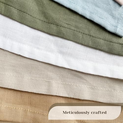 DerF HOME Embroidered Linen Napkins, Mustard Yellow, Set of 4, 18x18 - color: Mustard Yellow-napkins(set of 4)