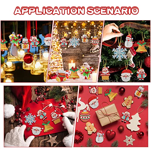 Jetec 20 Pcs Christmas Diamond Art Painting Ornaments Kits 5D DIY Craft